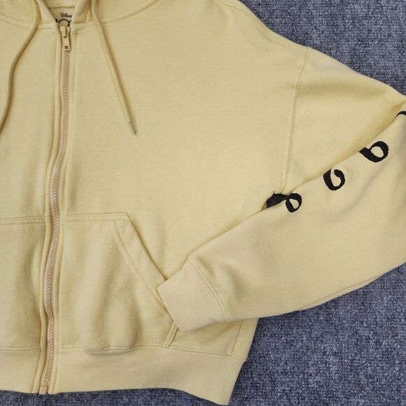 Disney Hoodie Womens Medium Yellow Mickey Mouse Steamboat Willie Disney 100 Crop - Picture 8 of 13